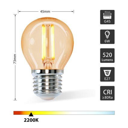 ampoule LED G45 E27/6W/230V 2200K - Aigostar