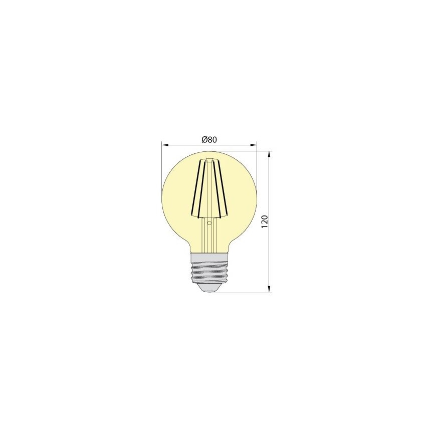 Ampoule LED LEDSTAR AMBER G80 E27/8W/230V 2200K