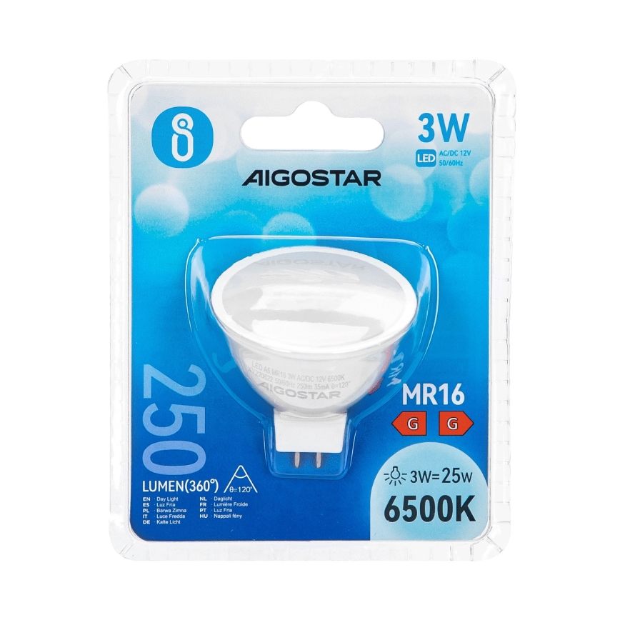 Ampoule LED MR16 GU5,3/3W/12V 6500K - Aigostar