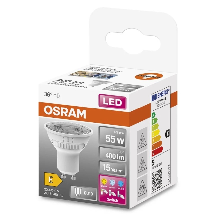 Ampoule LED PAR16 GU10/4,2W/230V 2700/4000/6500K 36° - Osram