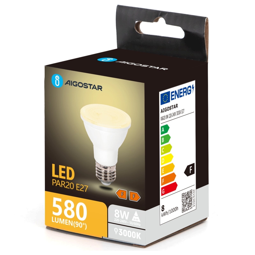 Ampoule LED PAR20 E27/8W/230V 3000K - Aigostar