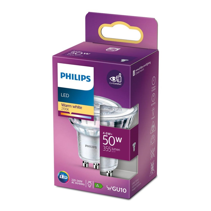 Ampoule LED Philips GU10/4,6W/230V 2700K