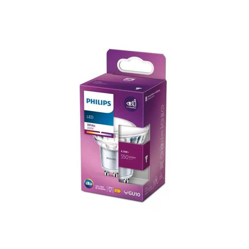 Ampoule LED Philips PAR16 GU10/4,9W/230V 3000K