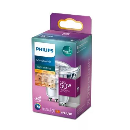 Ampoule LED Philips SCENE SWITCH PAR16 GU10/4,8W/230V 2200/2500/2700K