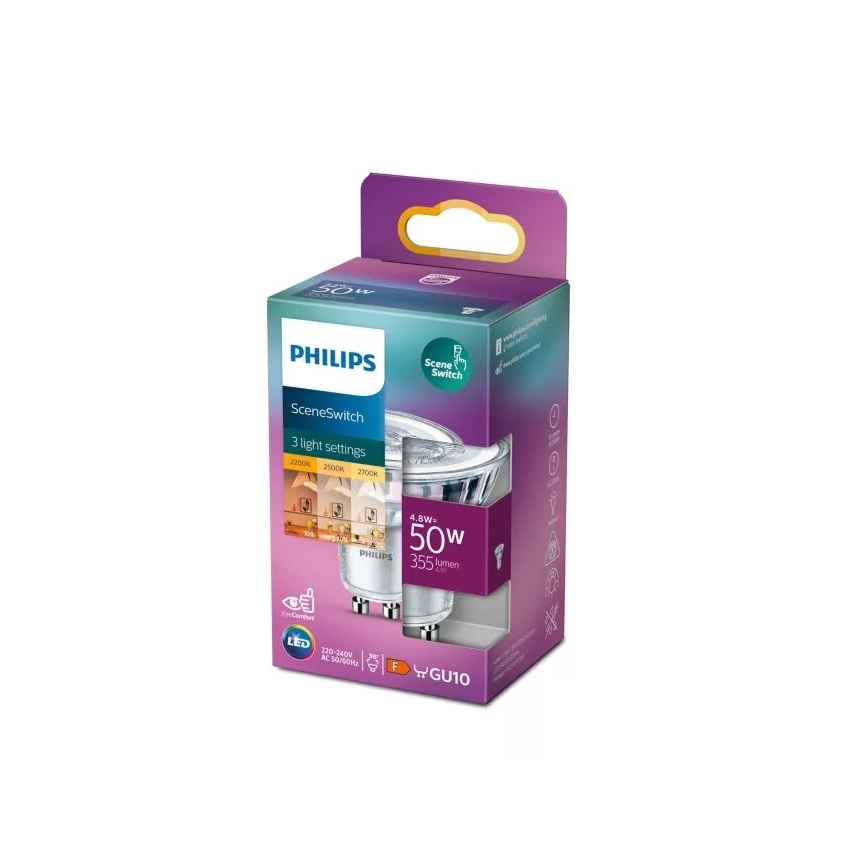 Ampoule LED Philips SCENE SWITCH PAR16 GU10/4,8W/230V 2200/2500/2700K