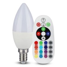 Ampoule LED RGB à intensité variable E14/4,8W/230V 4000K + télécommande