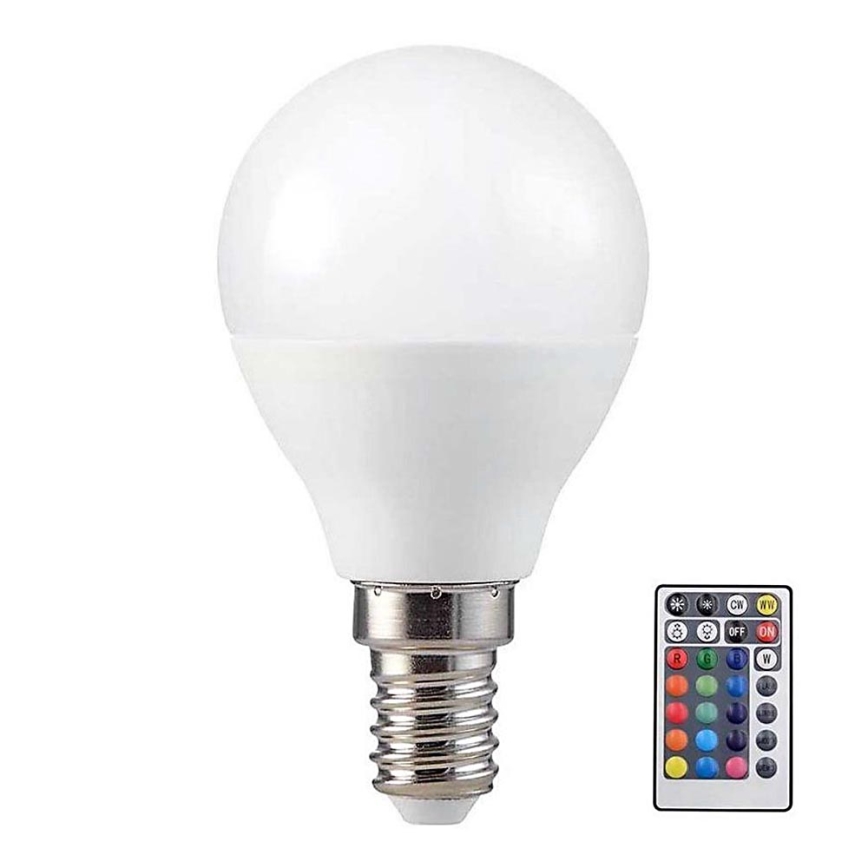 Ampoule LED RGB à intensité variable P45 E14/4,8W/230V 3000K + télécommande