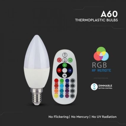 Ampoule LED RGB dimmable E14/3,5W/230V 6400K + télécommande