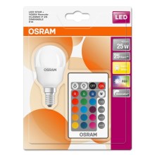 Ampoule LED RGBW à intensité variable RETROFIT E14/4,5W/230V 2700K + Télécommande - Osram