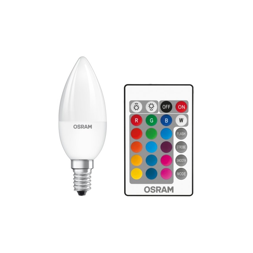 Ampoule LED RGBW à intensité variable STAR E14/4,5W/230V 2700K + Télécommande - Osram