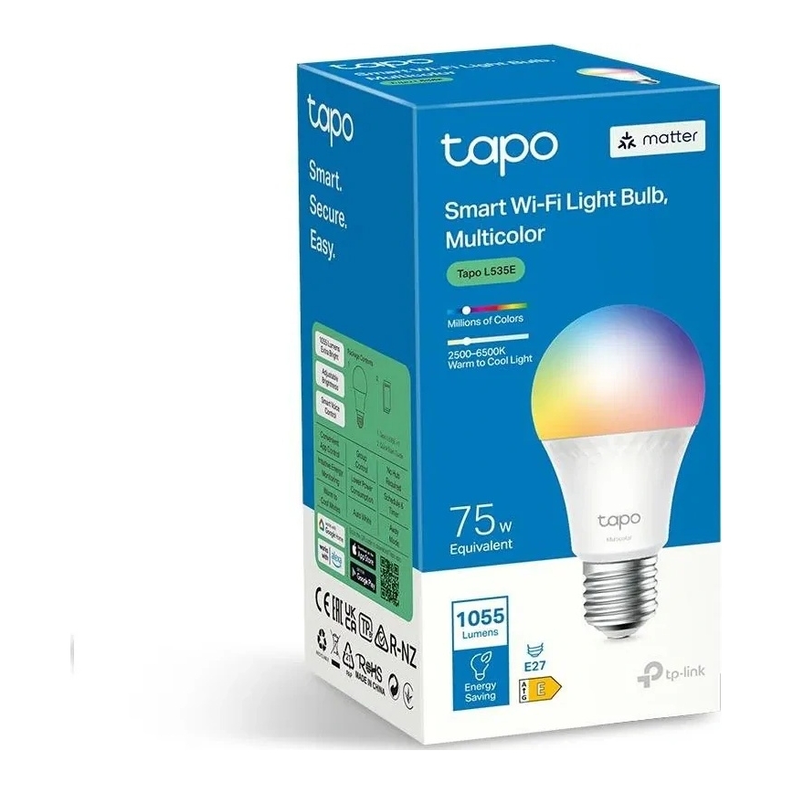 Ampoule LED RGBW dimmable MATTER A60 E27/8,6W/230V 2500-6500K Wi-Fi - TP-Link