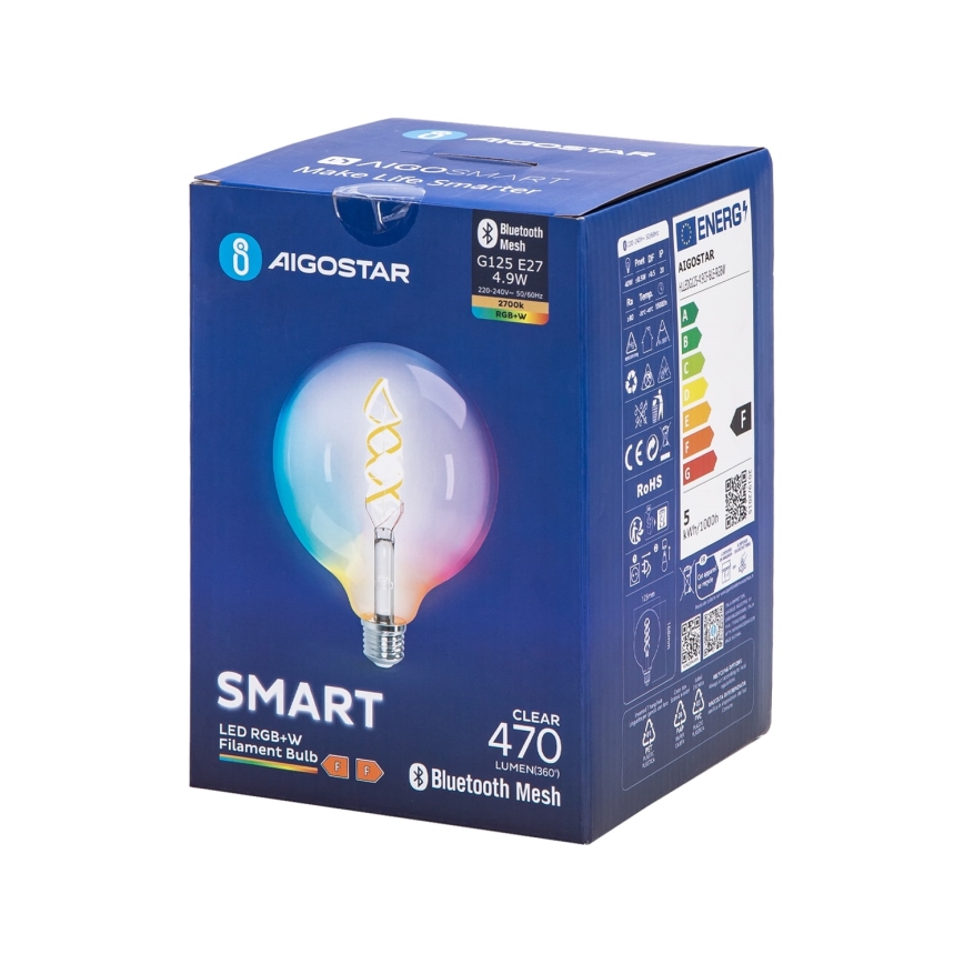 Ampoule à intensité variable LED RGBW FILAMENT MESH Smart G125 E27/4,9W/230V 2700K - Aigostar
