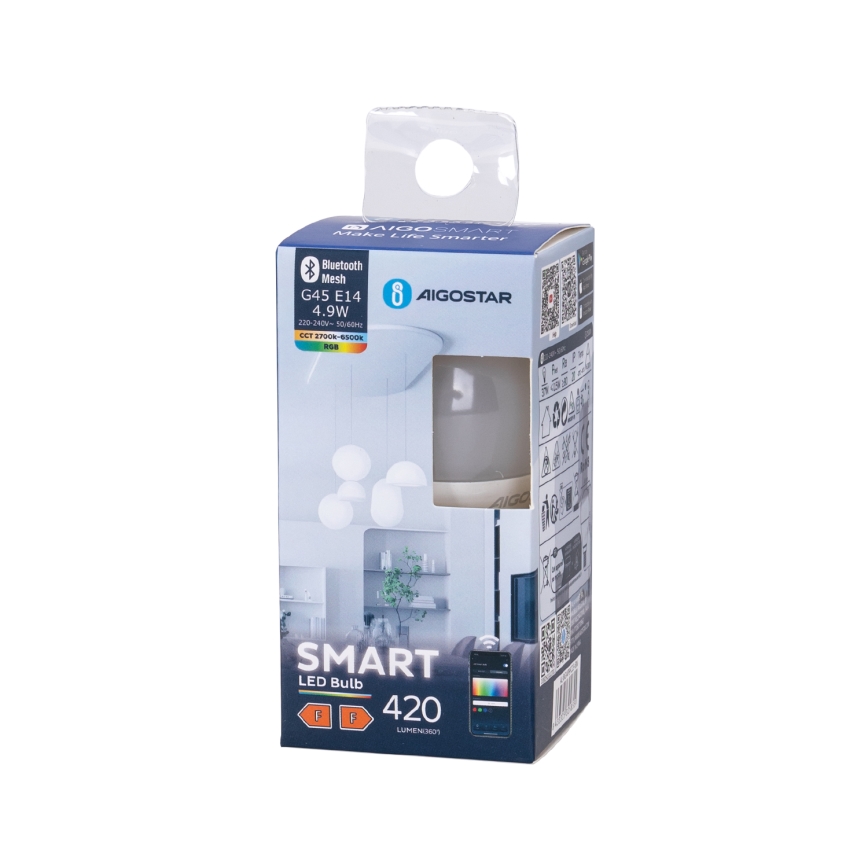 Ampoule à intensité variable LED RGBW G45 E14/4,9W/230V 2700-6500K - Aigostar