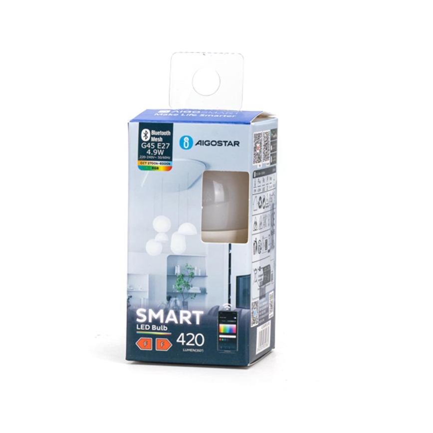 Ampoule à intensité variable LED RGBW MESH Connecté G45 E27/4,9W/230V 2700-6500K - Aigostar