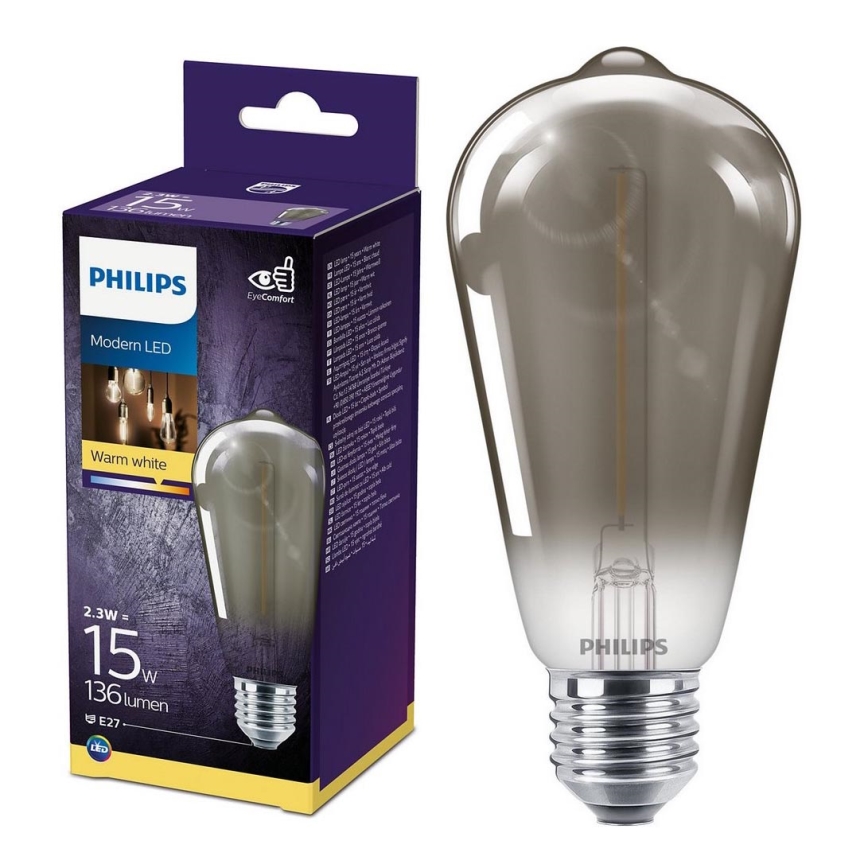 Ampoule LED SMOKY VINTAGE Philips ST64 E27/2,3W/230V 2700K