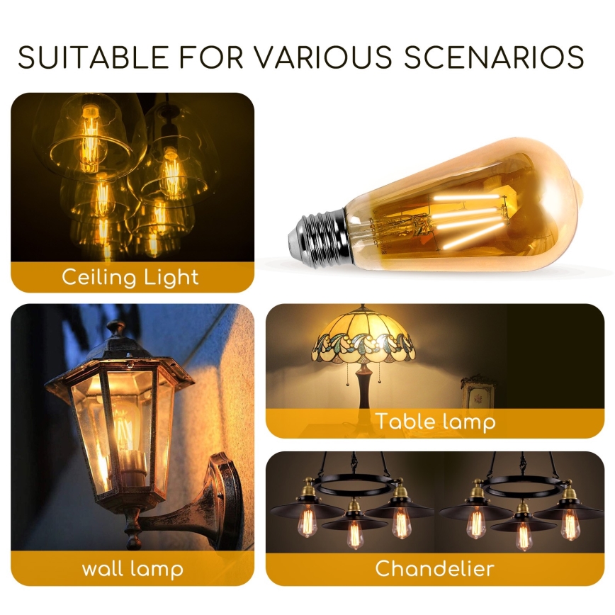 ampoule LED ST64 E27/6W/230V 2200K - Aigostar