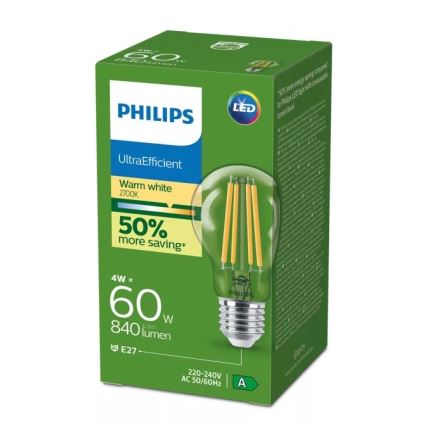 Ampoule LED ULTRAEFFICIENT VINTAGE Philips E27/4W/230V 2700K