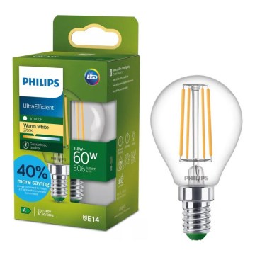 Ampoule LED ULTRAEFFICIENT VINTAGE Philips P45 E14/3,8W/230V 2700K