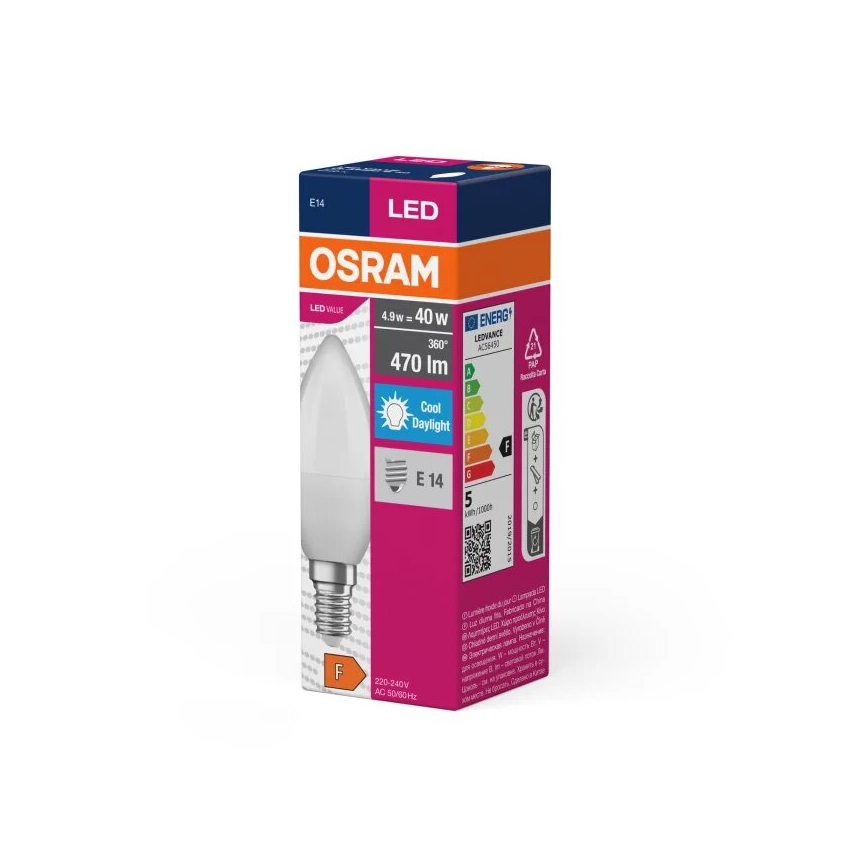 Ampoule LED VALUE B40 E14/4,9W/230V 6500K - Osram