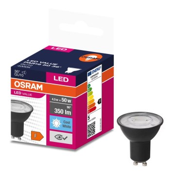 Ampoule LED VALUE PAR16 GU10/4,5W/230V 6500K 36° noir - Osram