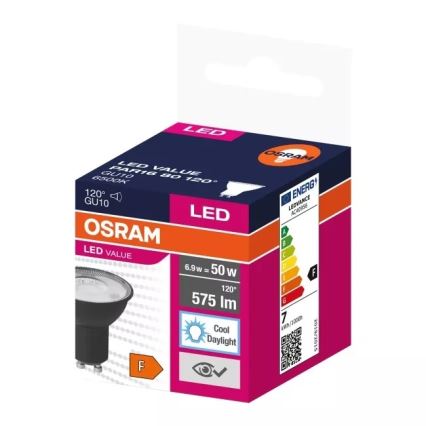 Ampoule LED VALUE PAR16 GU10/6,9W/230V 6500K 120° noir - Osram