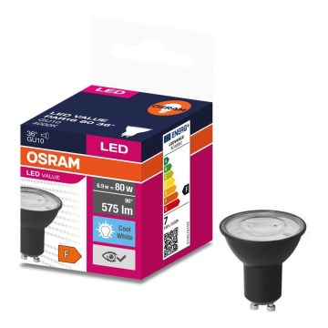 Ampoule LED VALUE PAR16 GU10/6,9W/230V 6500K 36° noir - Osram
