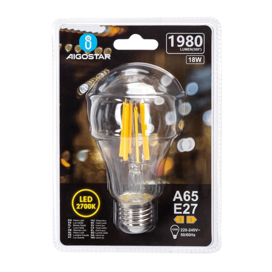 Ampoule LED VINTAGE A65 E27/18W/230V 2700K - Aigostar