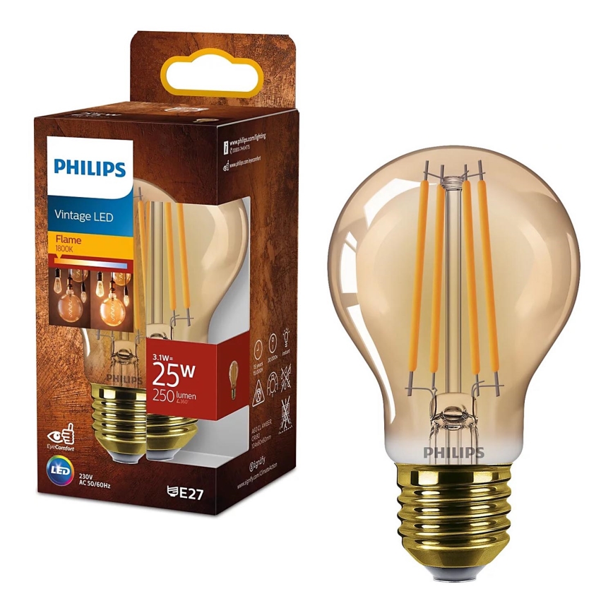 Ampoule LED VINTAGE Philips A60 E27/3,1W/230V 1800K