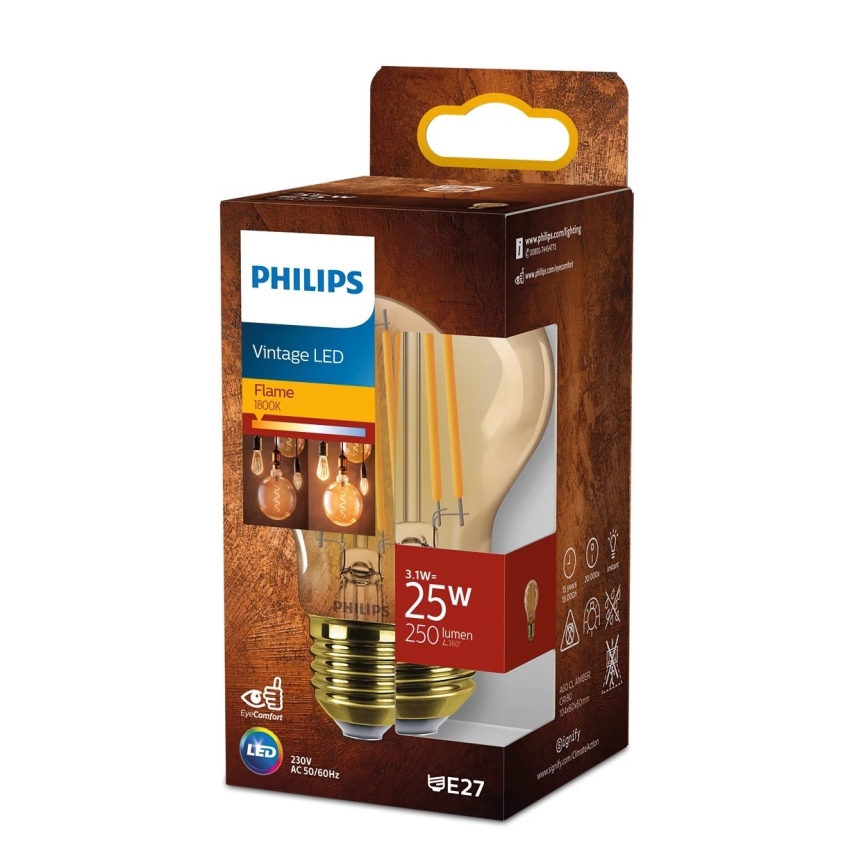 Ampoule LED VINTAGE Philips A60 E27/3,1W/230V 1800K