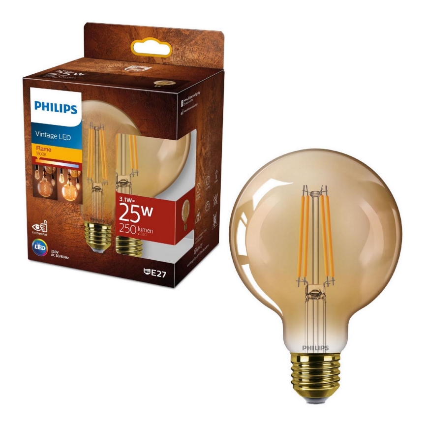 Ampoule LED VINTAGE Philips G95 E27/3,1W/230V 1800K