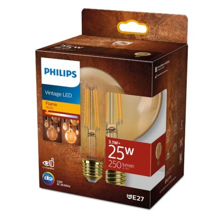Ampoule LED VINTAGE Philips G95 E27/3,1W/230V 1800K