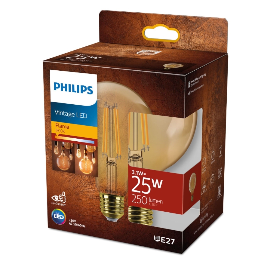 Ampoule LED VINTAGE Philips G95 E27/3,1W/230V 1800K