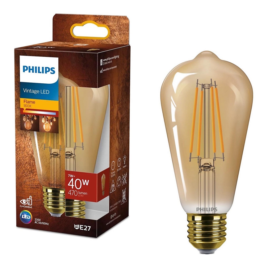 Ampoule LED VINTAGE Philips ST64 E27/7W/230V 1800K
