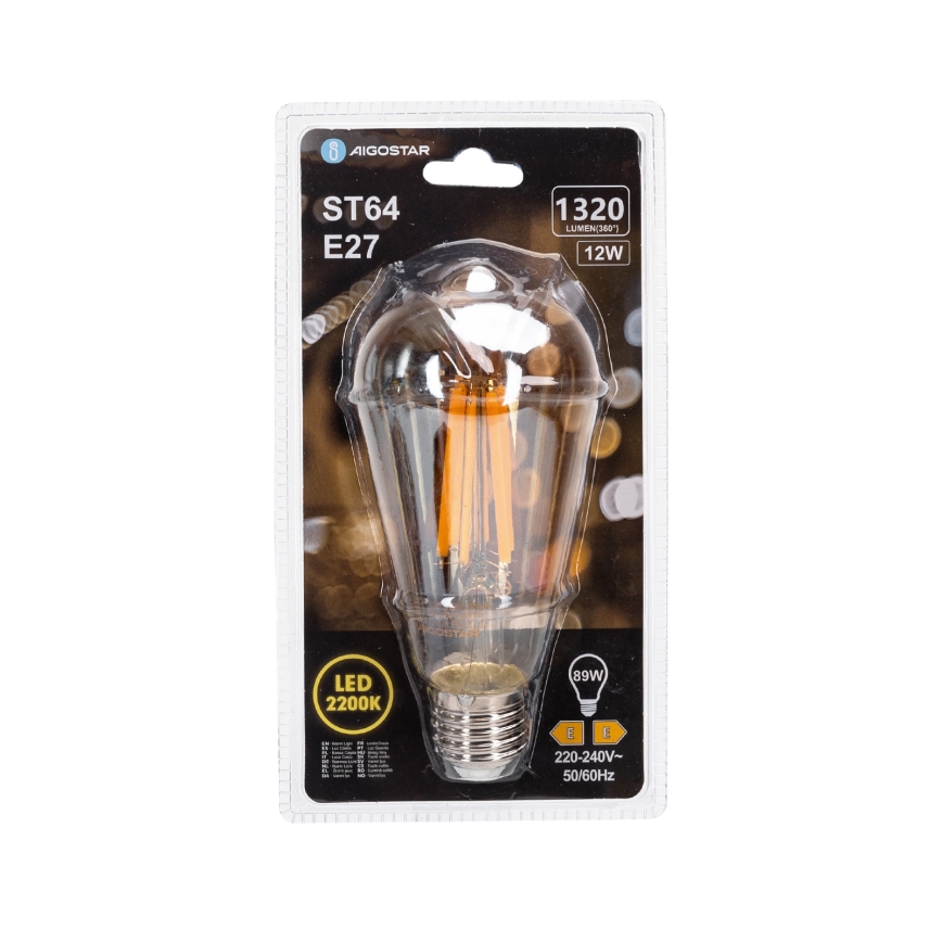 Ampoule LED VINTAGE ST64 E27/12W/230V 2200K - Aigostar