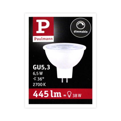 Ampoule projecteur à intensité variable LED GU5.3/6.5W/12V 2700K – Paulmann 28758