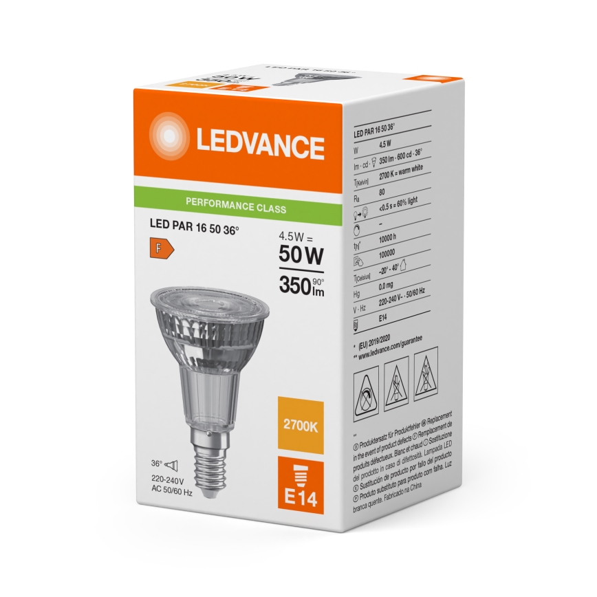 Ampoule réflecteur LED PAR16 E14/4,5W/230V 2700K 36° - Ledvance