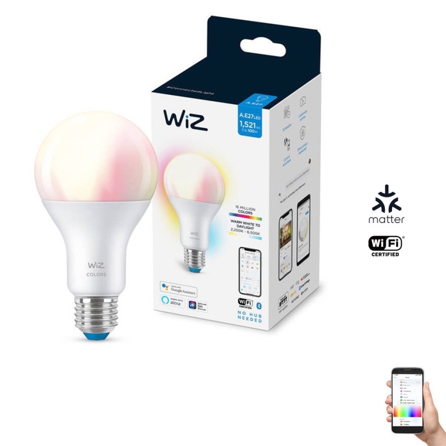 Ampoule RGBW à intensité variable A67 E27/13W/230V 2200-6500K CRI 90 Wi-Fi -WiZ