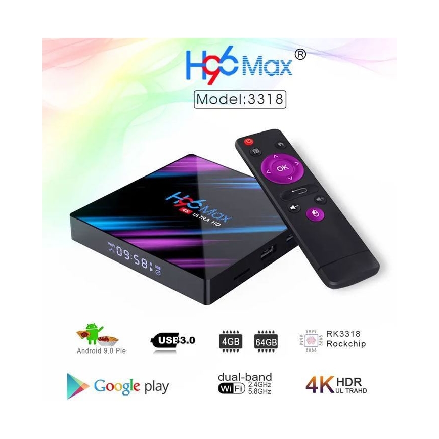 Android TV box SMART 4GB RAM 4K Wi-Fi + afstandsbediening