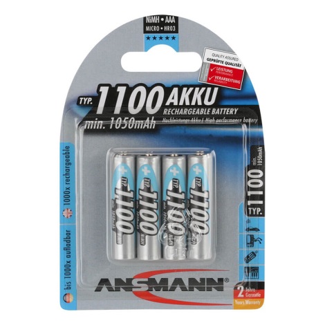 Ansmann 07521 Micro AAA - 4 st. Oplaadbare batterijen AAA NiMH1,2V/1050mAh