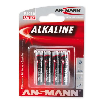 Ansmann 09630 LR03 AAA RED - 4 st. Alkaline penlite batterij 1,5V