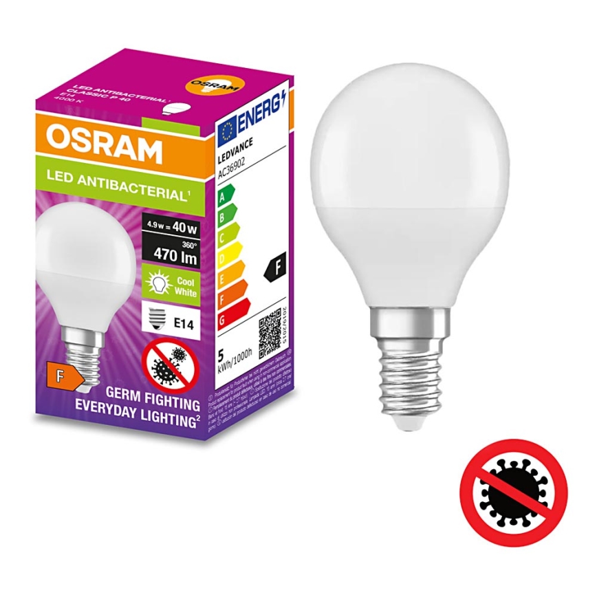 veld apotheker vloeistof Antibacteriële LED Lamp P40 E14/4,9W/230V 4000K - Osram | Lumimania