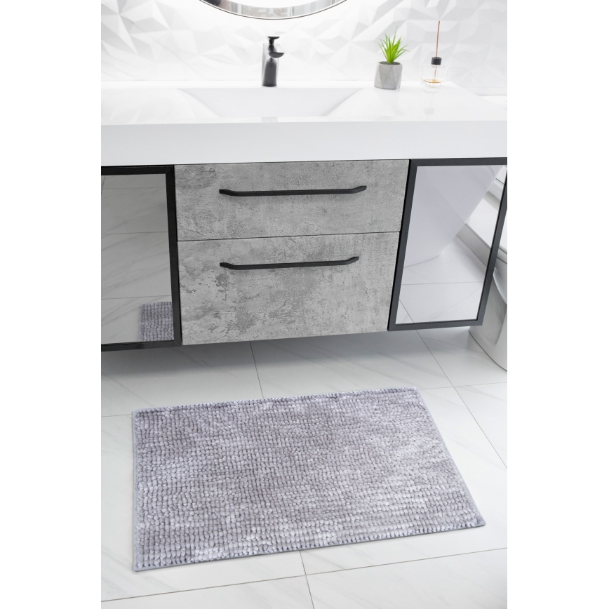 Antislip badkamermat CHENILLE 50x80 cm grijs