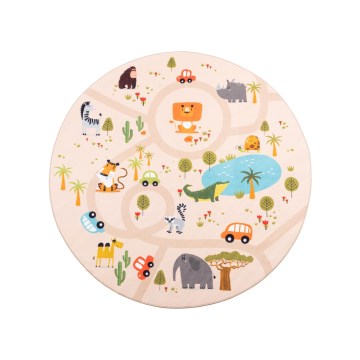 Antislip kinder vloerkleed ARES STREETS 160 cm beige/safari