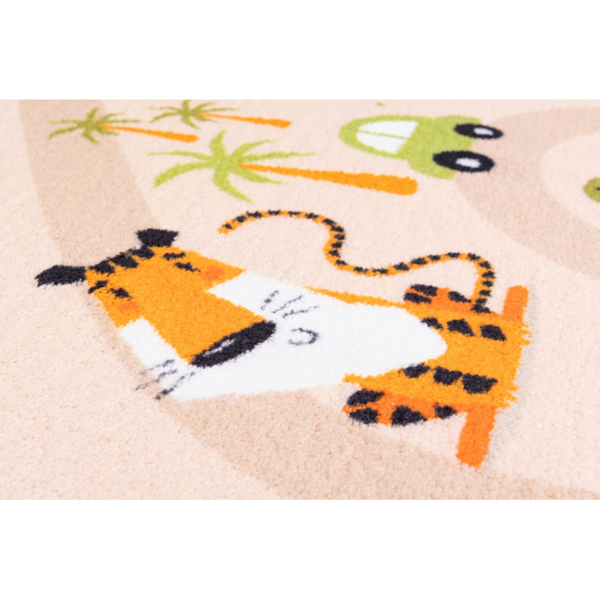 Antislip kinder vloerkleed ARES STREETS 160 cm beige/safari