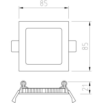 APLED - Hangende LED Badkamer plafond verlichting SQUARE LED/3W/230V IP41 85x85 mm