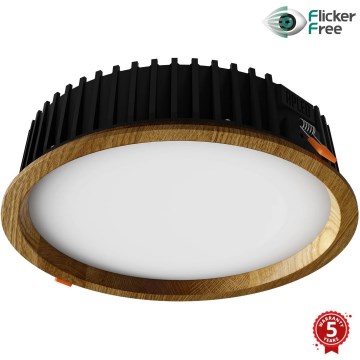 APLED - LED Hang plafondverlichting RONDO WOODLINE LED/18W/230V 3000K diameter 26 cm eiken massief hout