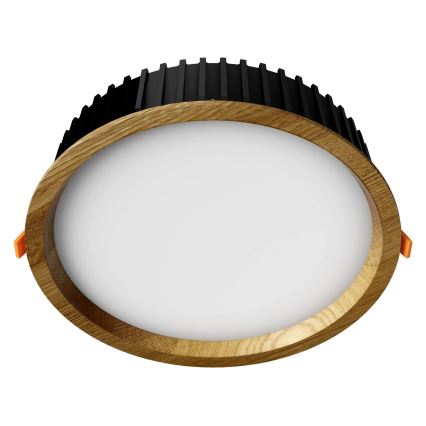 APLED - LED Hang plafondverlichting RONDO WOODLINE LED/18W/230V 3000K diameter 26 cm eiken massief hout