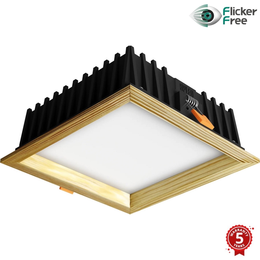 APLED - Spot encastrable LED SQUARE WOODLINE LED/12W/230V 3000K 17x17 cm pin bois massif