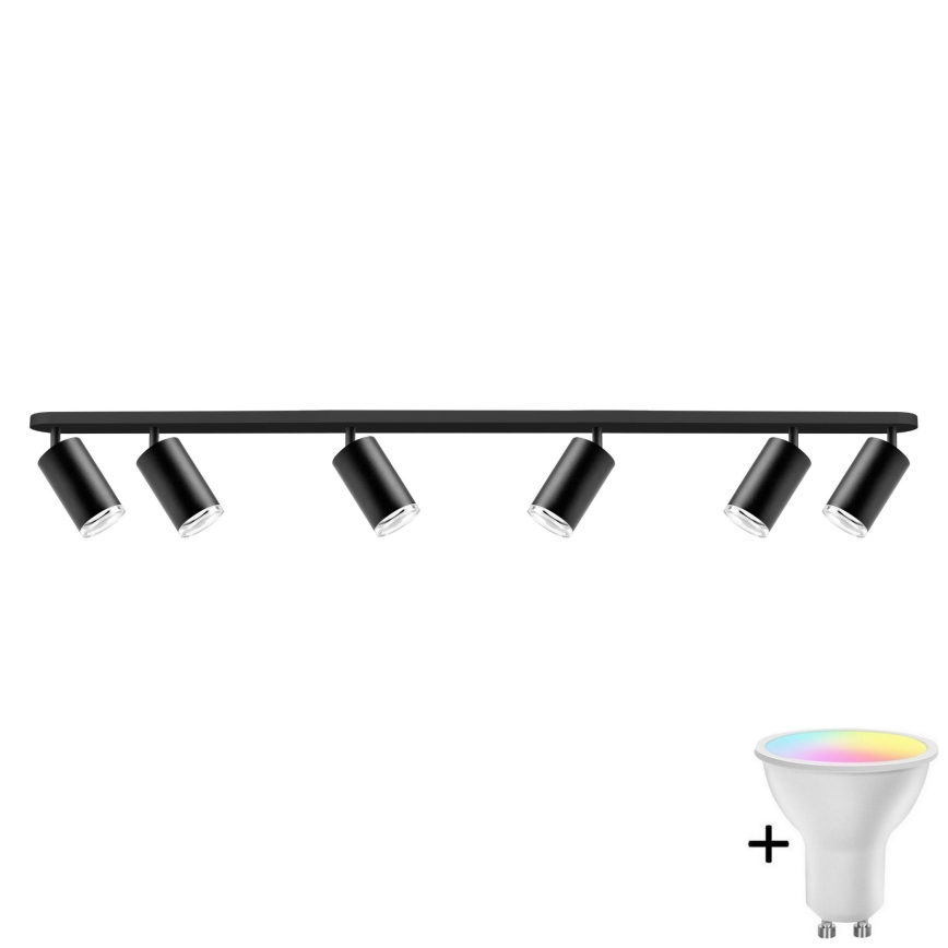 Applique de salle de bain LED RGBW dimmable TURYN 6xGU10/6,5W/230V 2700-6500K Wi-Fi IP44 noire