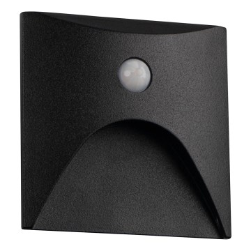 Applique d'escalier LED EXIN avec capteur de mouvement et détecteur crépusculaire, LED/2,5W/230V 3000K IP65, noir, carrée